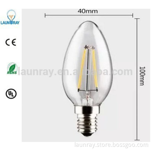 C35 E14 120V 2W / 4W E12 warm white LED Retro COB Filament Bulb Candle Lamp Light